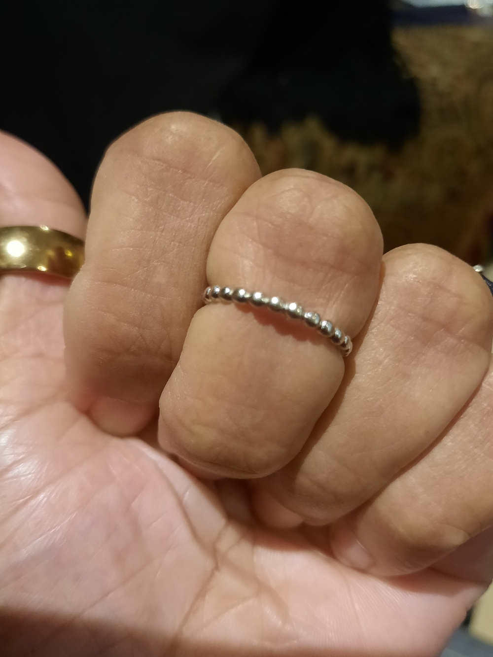 Delicate Solid Sterling Silver Beaded Eternity Band Ring Size 6 Clearance Price